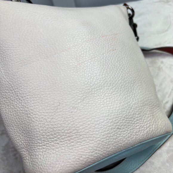 Coach Duffle 20 Colorblock Pebbled Leather Bucket Bag Blue Cream Crossbody 29260 - Picture 4 of 12